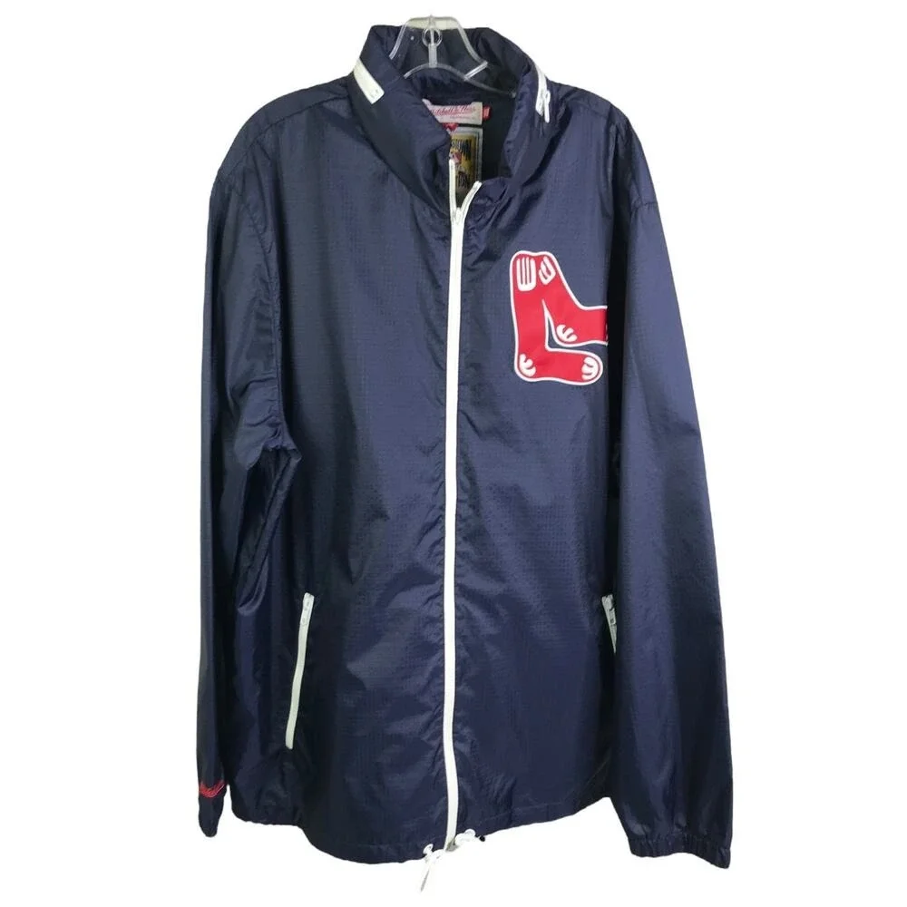 Mitchell & Ness Windbreaker Mens XXL Navy Boston Red Sox Outfield Ripstop Jacket